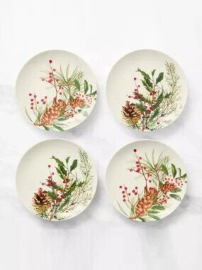 Williams Sonoma Set of 4 Woodland Berry 6.5" Appetizer Plates
